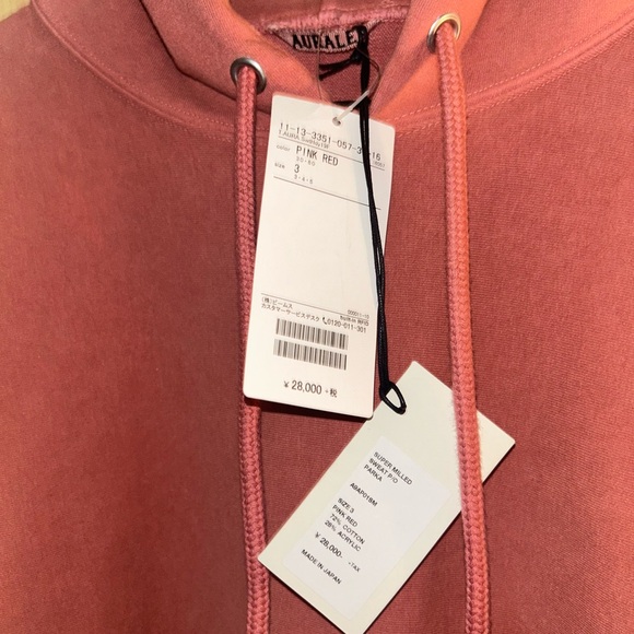 Auralee Super Milled Sweat P/O Parka 3 (small) Pink Red - Picture 3 of 5